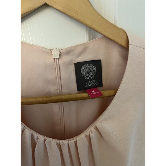 VINCE CAMUTO Satin Cap Sleeve Midi Dress Pink (Blush) Women's Size 12 - Picture 5 of 6